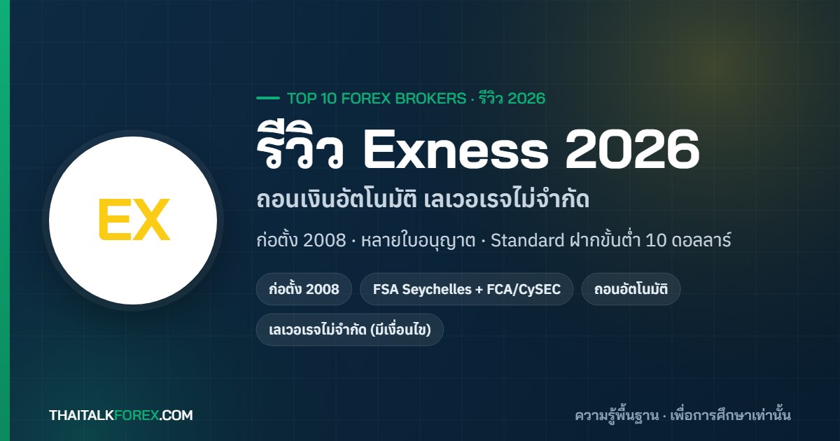 รีวิว Exness 2026: ถอนเงินเร็วจริงไหม เลเวอเรจไม่จำกัดคืออะไร บัญชี Standard / Pro / Raw / Zero ต่างกันอย่างไร