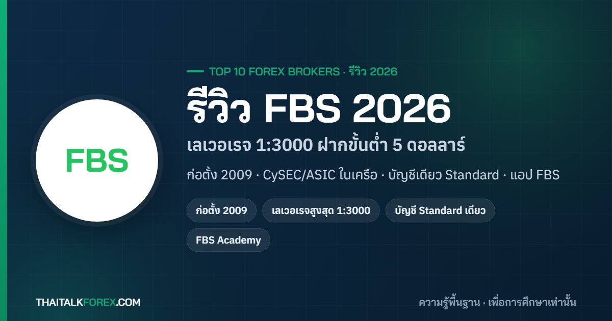 รีวิว FBS 2026: เลเวอเรจ 1:3000 คุ้มหรือเสี่ยง? บัญชีแบบใหม่ ค่าธรรมเนียม ฝาก-ถอน และสิ่งที่เปลี่ยนไปจากเดิม