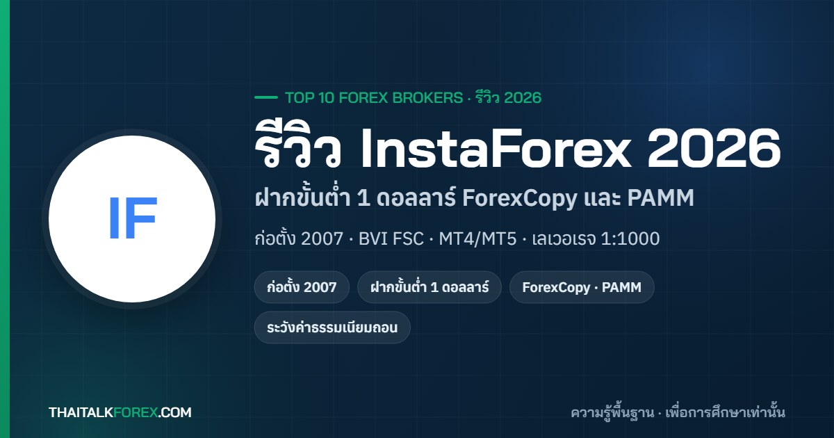 รีวิว InstaForex 2026: บัญชี Standard กับ Eurica ต่างกันอย่างไร โบนัสถอนได้จริงไหม และค่าธรรมเนียมถอนที่ต้องรู้