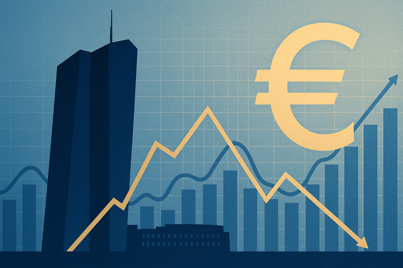 กราฟแสดงแนวโน้มดอกเบี้ย ECB และผลกระทบต่อค่าเงินยูโร