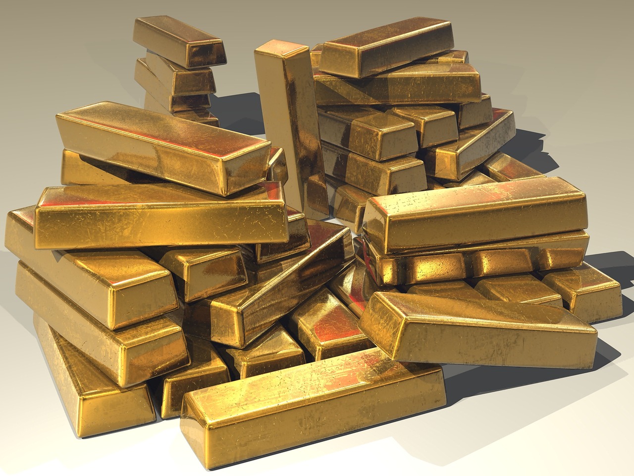 ทองคำแท่ง Gold Bullion วางเรียงเพื่อการลงทุน